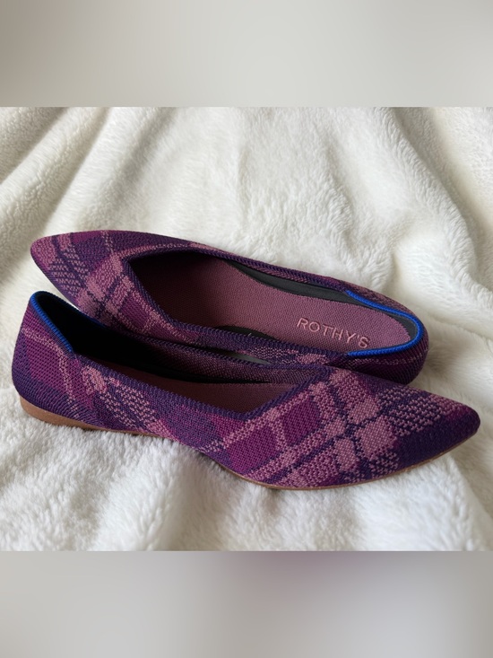 Rothy's Shoes - Rothy's The Point II Flats Purple Plaid Pointed Toe Knit Ballet Flat EUC Size 9